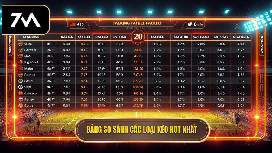 Bảng so sánh các loại kèo phổ biến trong trận hot